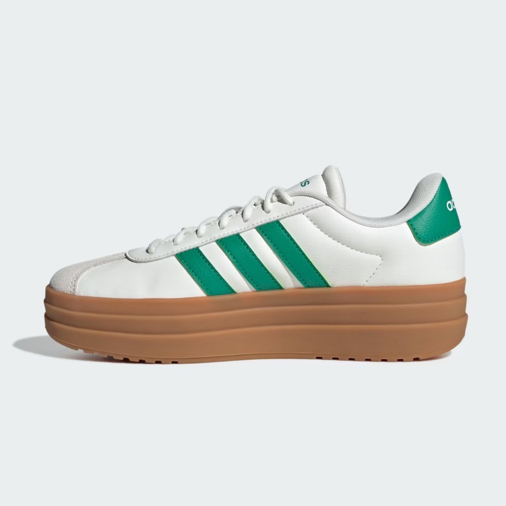 Adidas Cream and Green Sneakers with Brown Sole